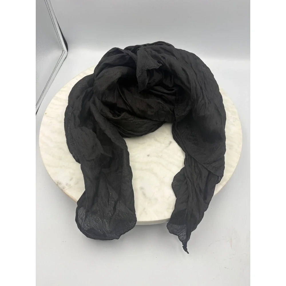 Ombre‎ Solid Crinkle Silk Scarf Lot of 6 Womens Black Blue Red Cream